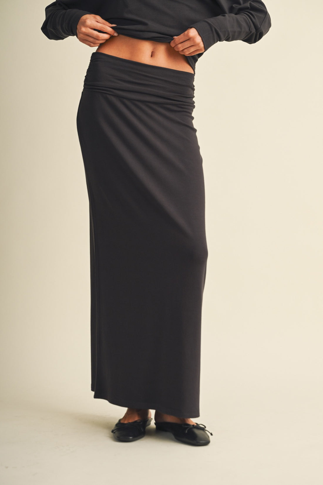 Fall Ruched Waisted Skirt