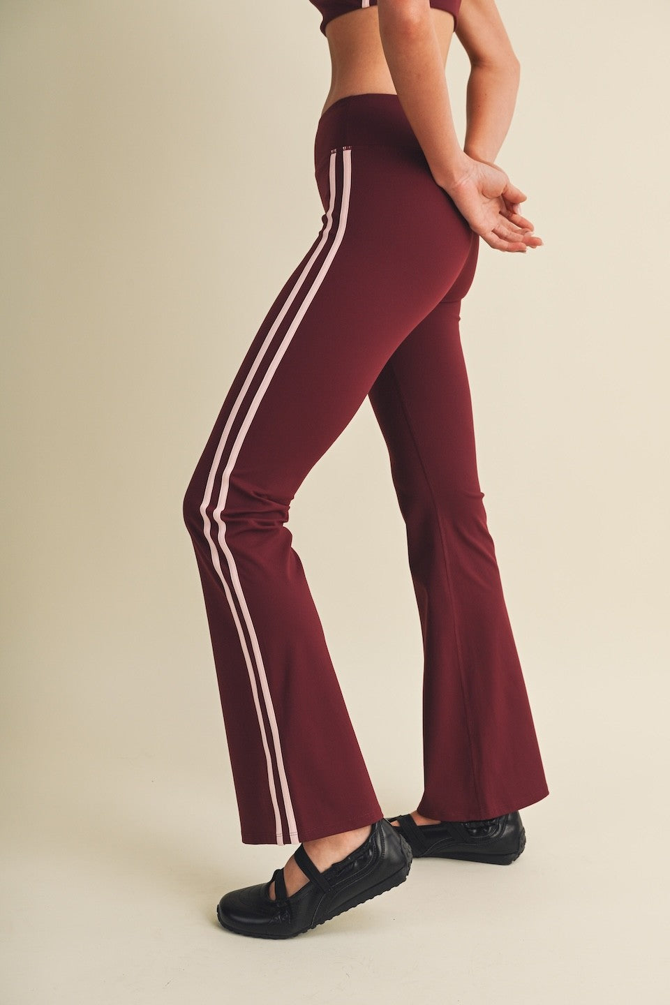 Low Waisted Side Detail Stripe Flare