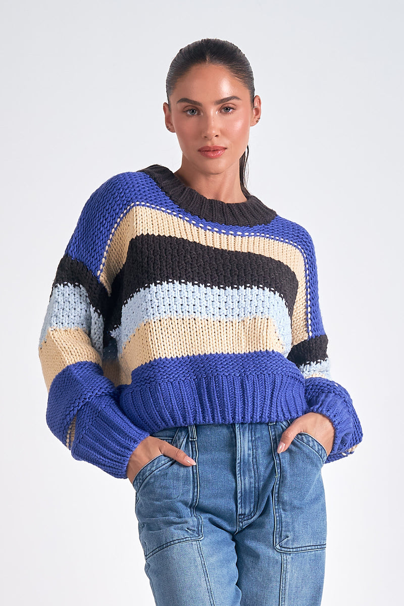 Blue Color Combo Sweater