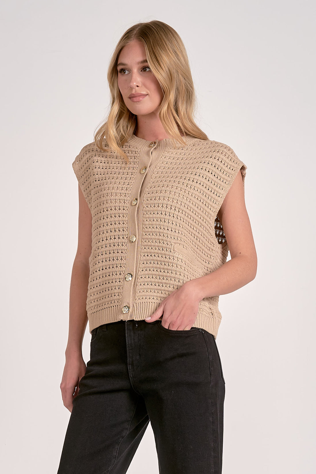 Gold Bling Button Top