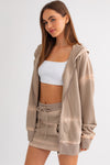 Acid Washed Fall Oversized Zip up Hoodie