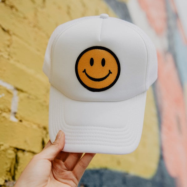 White with Yellow Smile Trucker Hat