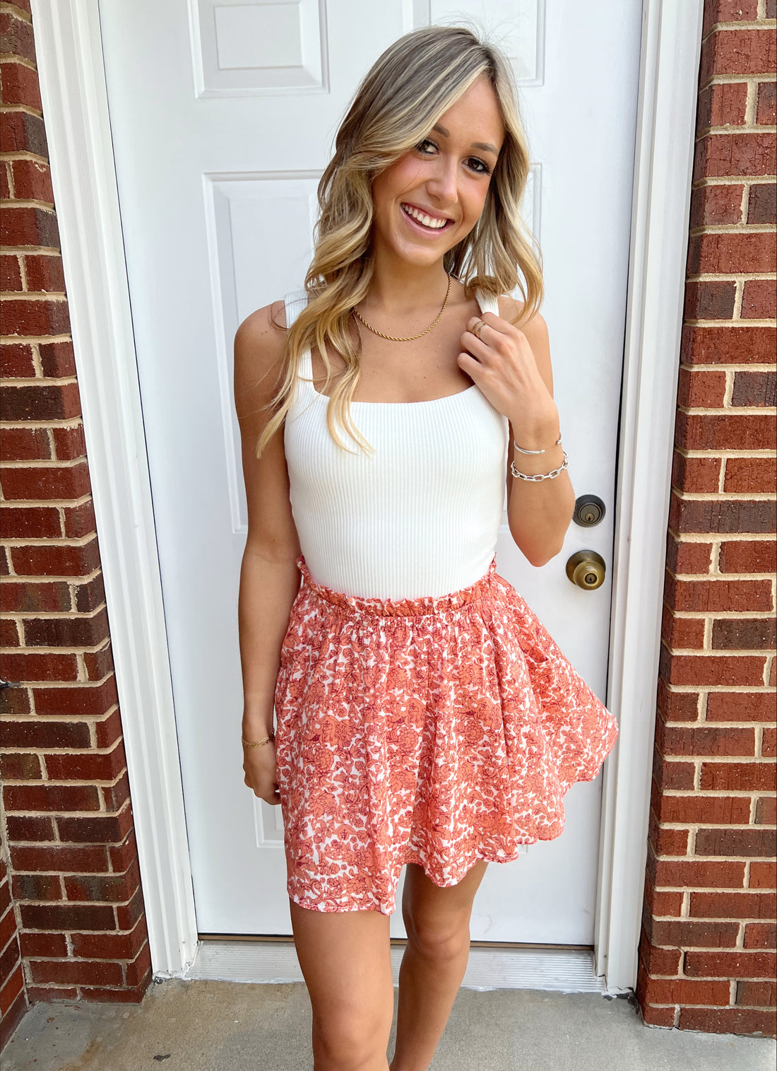Orange FLORAL Skirt