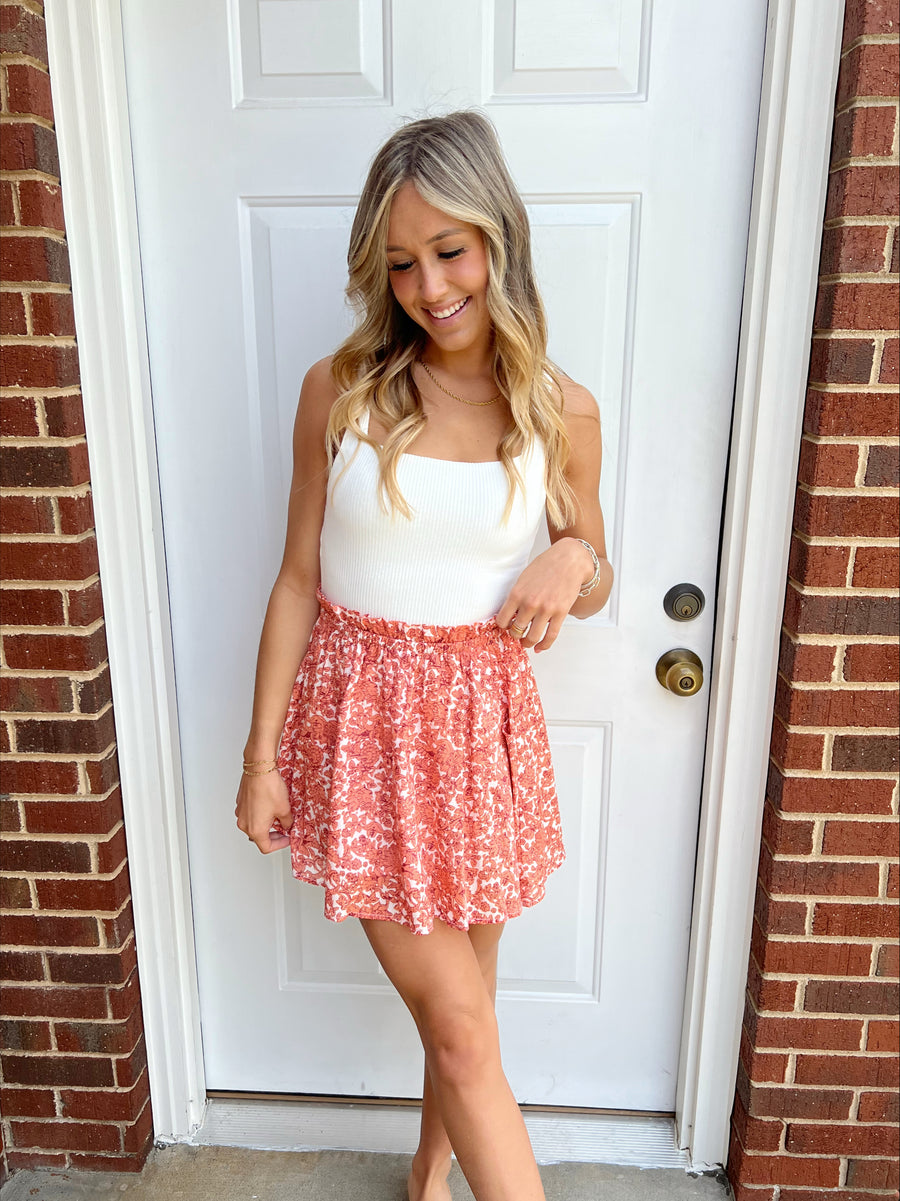 Orange FLORAL Skirt