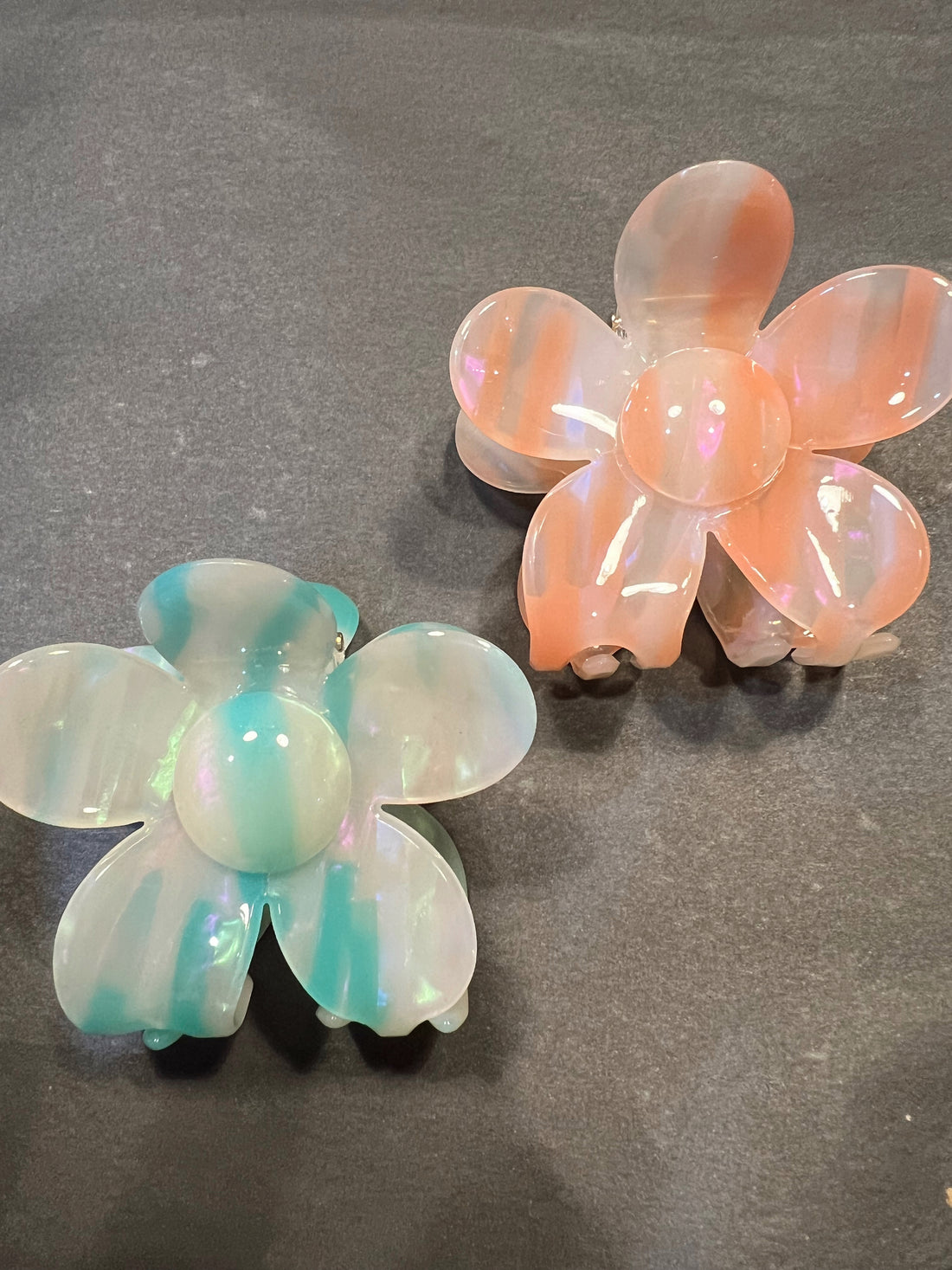 Marble Flower Claw Clip